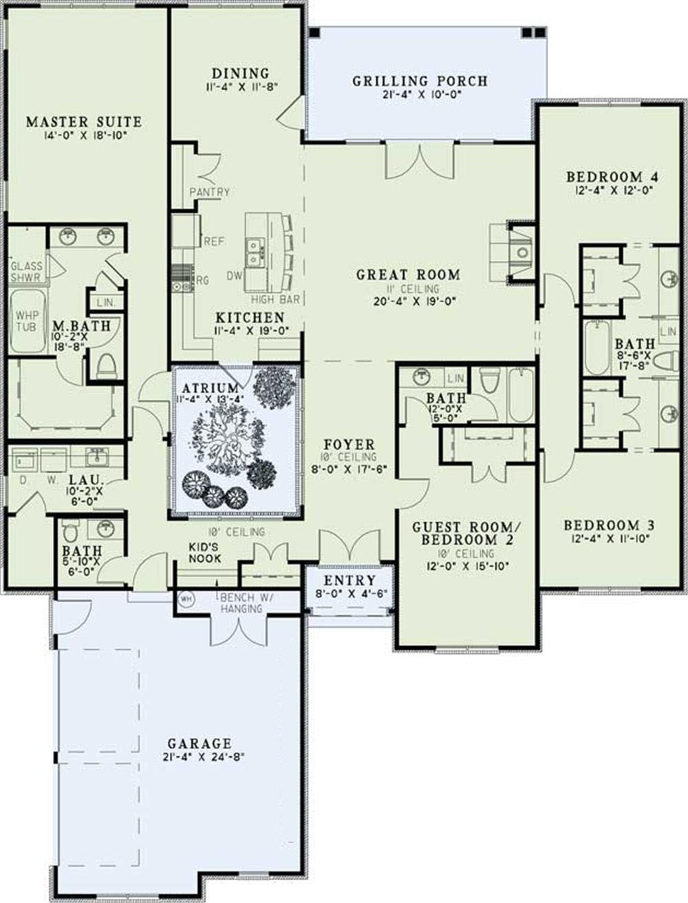 Floor Plan First Story of Country Plan #153-1138